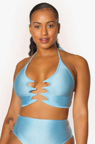 Top corto Infinity en azul fresco